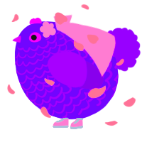 A blurple and violet chicken with a lace pattern