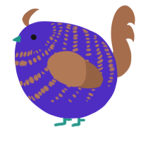 A indigo and brown chicken with a bar pattern