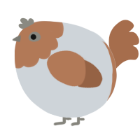 A mist and brown chicken with a head pattern