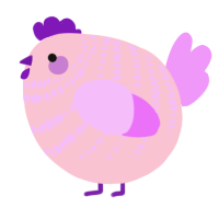 A rose and lavender chicken with a bar pattern