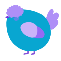 A cerulean and lilac chicken