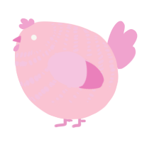 A rose and pink chicken with a bar pattern