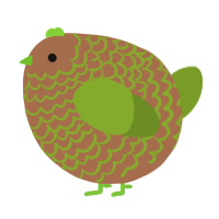 A brown and chartreuse chicken with a lace pattern