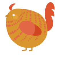 A orange and vermilion chicken with a bar pattern