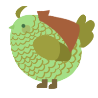 A mint and chartreuse chicken with a lace pattern