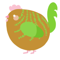 A gold and grass chicken with a half-bar pattern