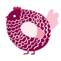 A maroon and rose chicken with a lace pattern