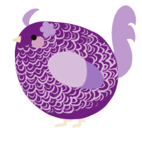 A violet and lilac chicken with a double-lace pattern