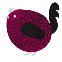 A maroon and sable chicken with a lace pattern