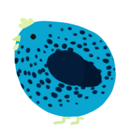A cerulean and tumblr chicken with a speckle pattern