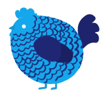 A sky and navy chicken with a lace pattern