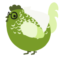 A chartreuse and apple chicken with a half-lace pattern