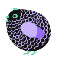 A black and lilac chicken with a lace pattern