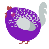 A violet and silver chicken with a half-lace pattern