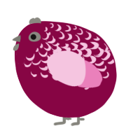 A maroon and pink chicken with a half-lace pattern