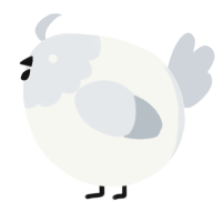 A white and mist chicken with a head pattern