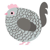 A silver and grey chicken with a lace pattern