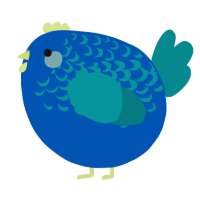 A ultramarine and teal chicken with a half-lace pattern
