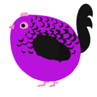 A amethyst and black chicken with a half-lace pattern