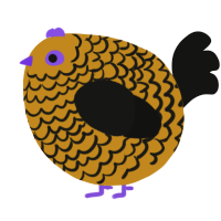 A ochre and black chicken with a lace pattern
