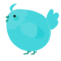 A aqua chicken with a head pattern