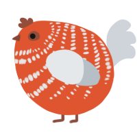 A vermilion and mist chicken with a bar pattern