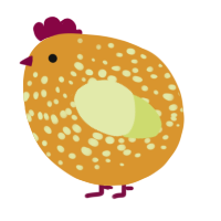 A orange and lemon chicken with a speckle pattern
