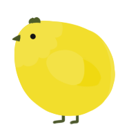 A yellow chicken with a head pattern