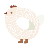 A cream and white chicken with a lace pattern