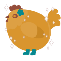 A orange chicken with a head pattern