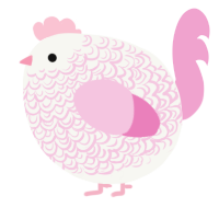 A white and pink chicken with a double-lace pattern