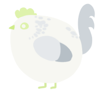 A white and mist chicken with a neck-speckle pattern