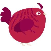 A crimson and maroon chicken with a half-bar pattern