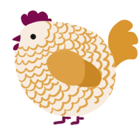 A cream and orange chicken with a lace pattern