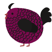 A wine and sable chicken with a lace pattern