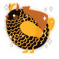 A black and orange chicken with a lace pattern