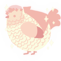 A white and pink chicken with a lace pattern