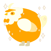 A gold and cream chicken with a head pattern