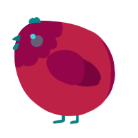 A crimson and maroon chicken with a head pattern