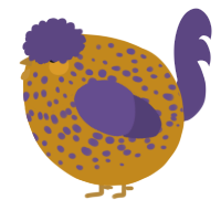 A ochre and overcast chicken with a speckle pattern