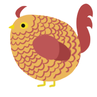 A honey and red chicken with a lace pattern