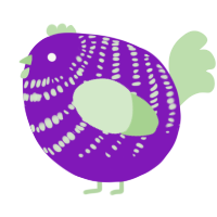 A violet and gluppy chicken with a bar pattern