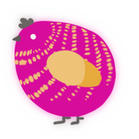 A fuchsia and honey chicken with a bar pattern