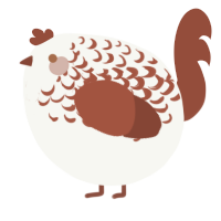 A white and russet chicken with a half-lace pattern