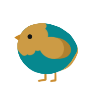 A teal and gold chicken with a head pattern