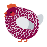 A maroon and mist chicken with a lace pattern