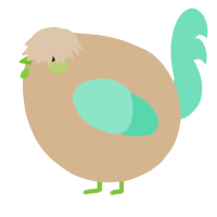 A beige and mint chicken