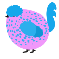 A lavender and sky chicken with a speckle pattern