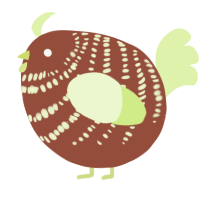 A russet and apple chicken with a bar pattern