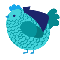 A aqua and teal chicken with a lace pattern